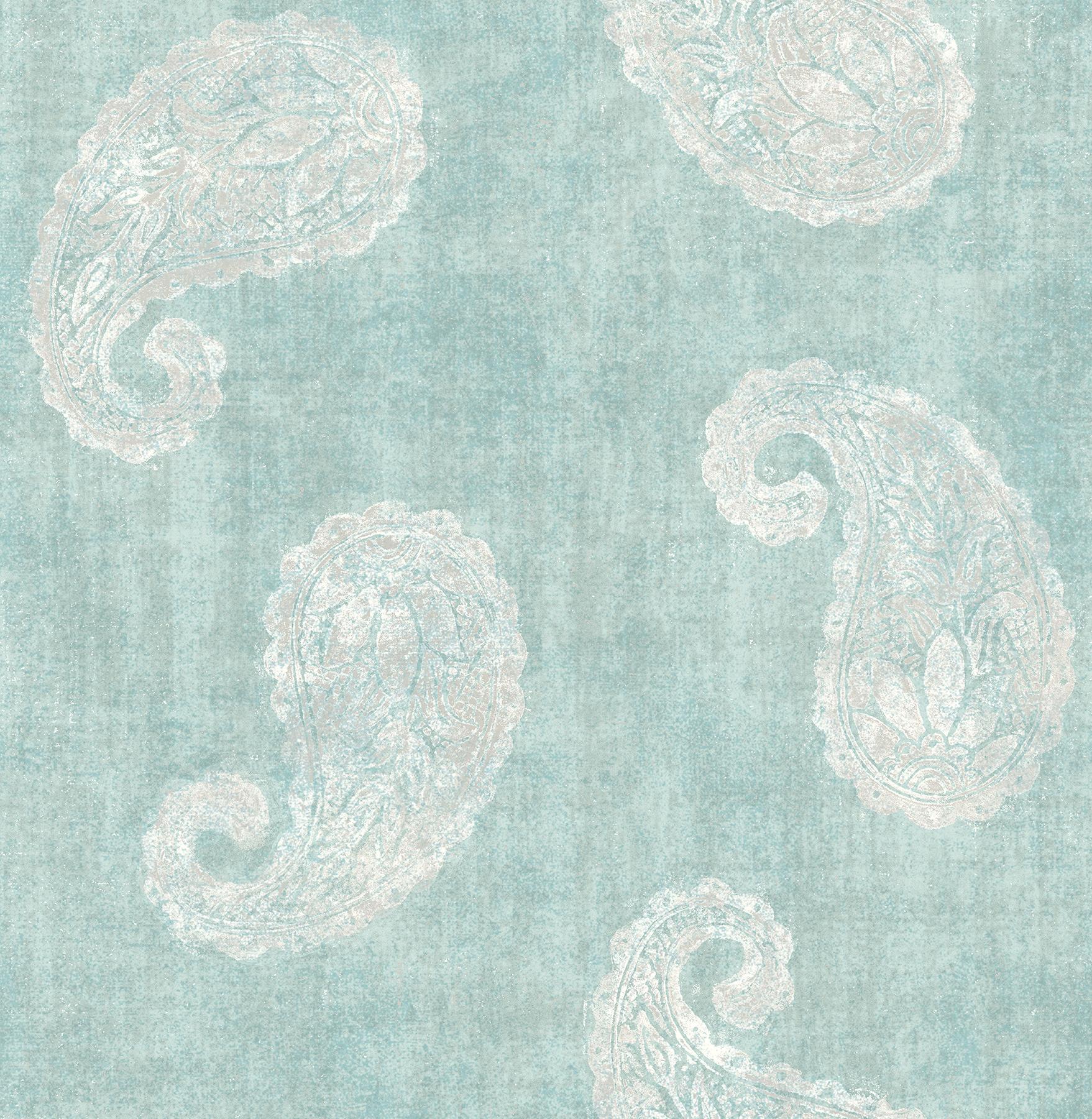 York Kashmir Teal Paisley Wallpaper