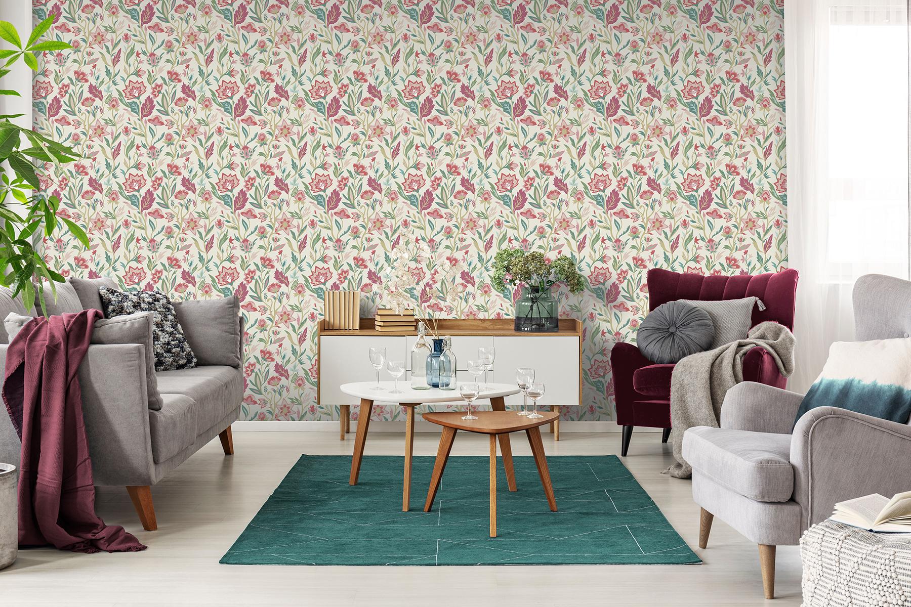 York Mallory Pink Vivid Floral Wallpaper - Image 5