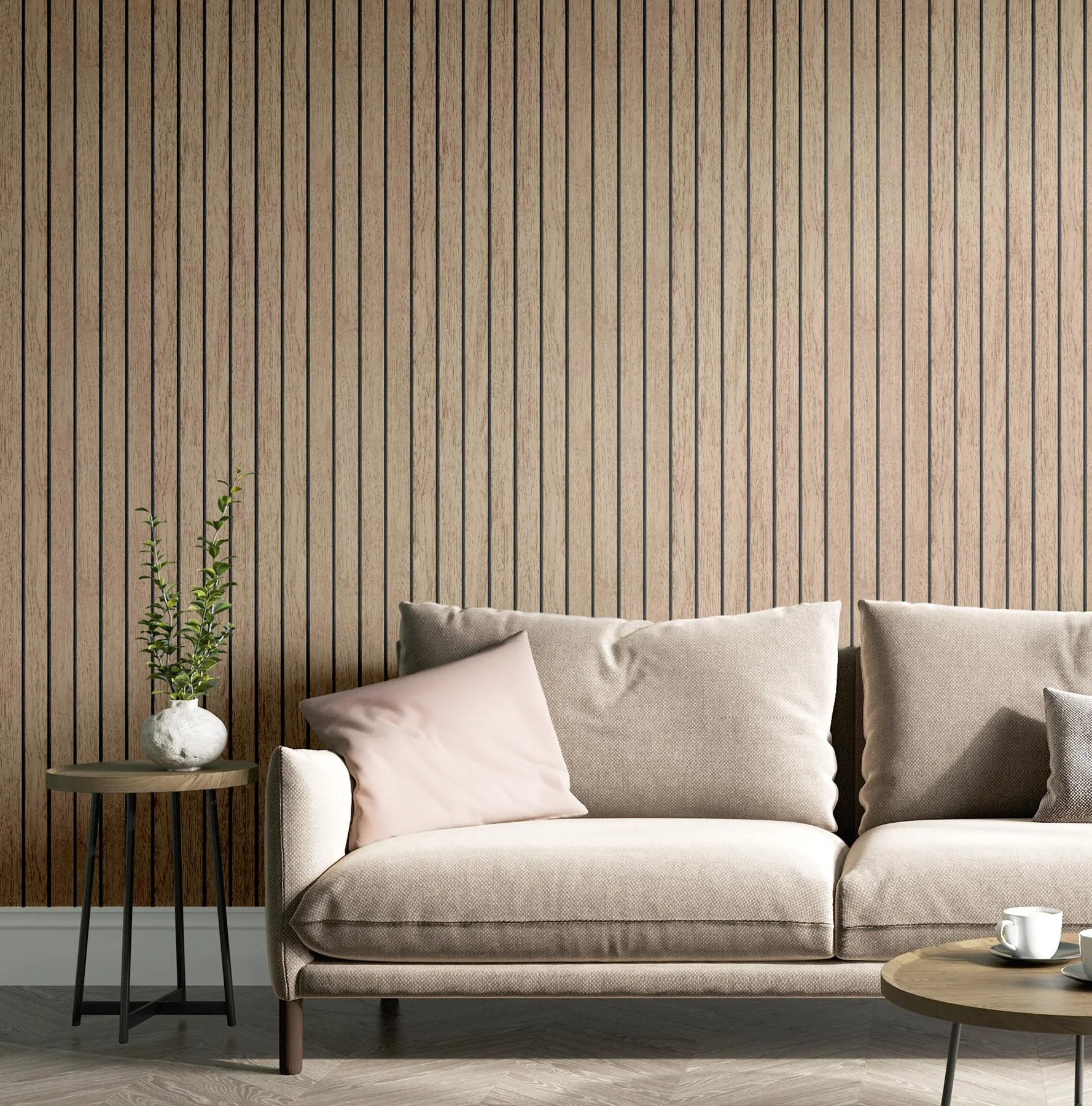 York Manolo Light Brown Wooden Slat Wallpaper - Image 2