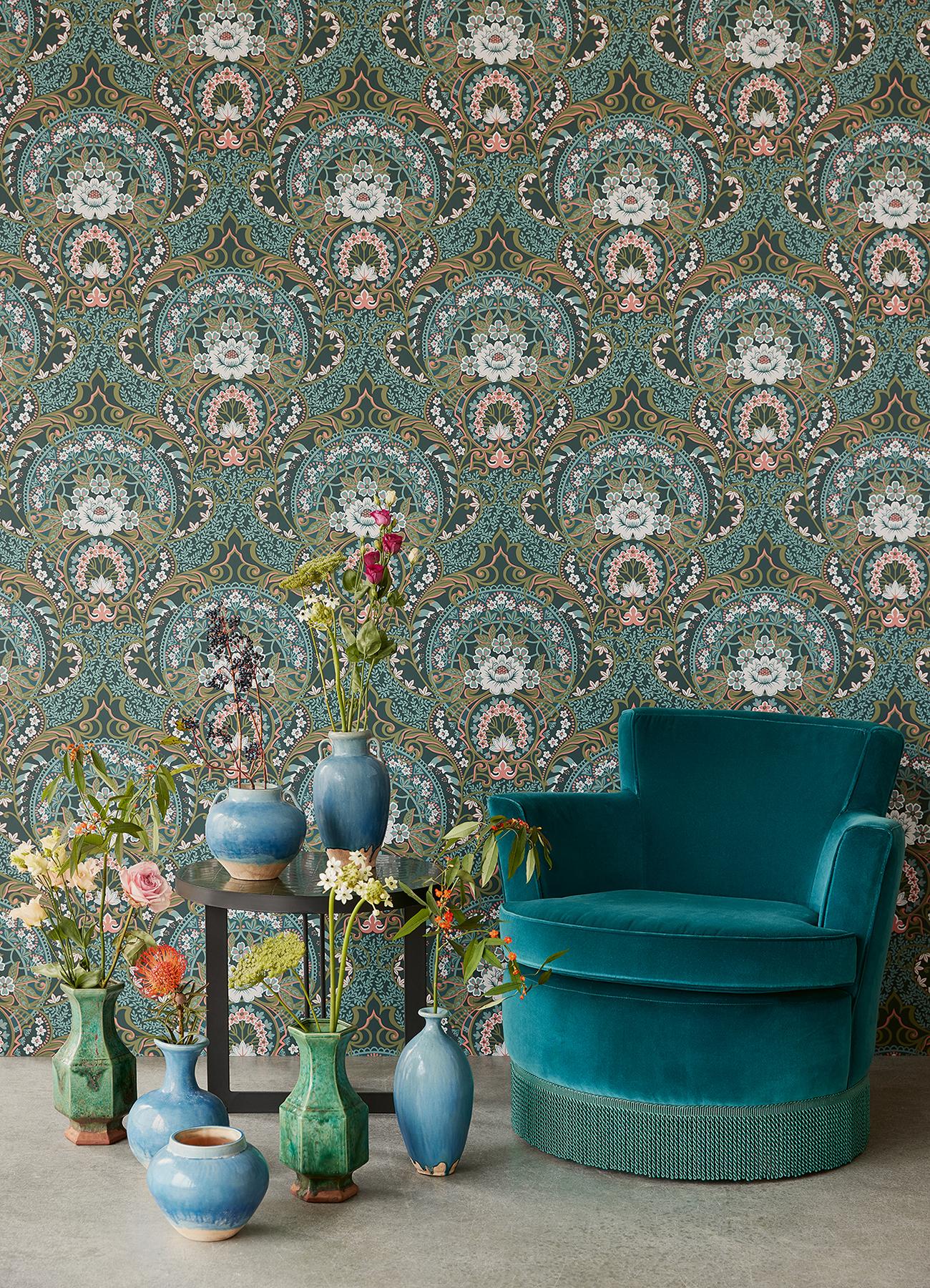 York Nasrin Blueberry Damask Wallpaper - Image 4