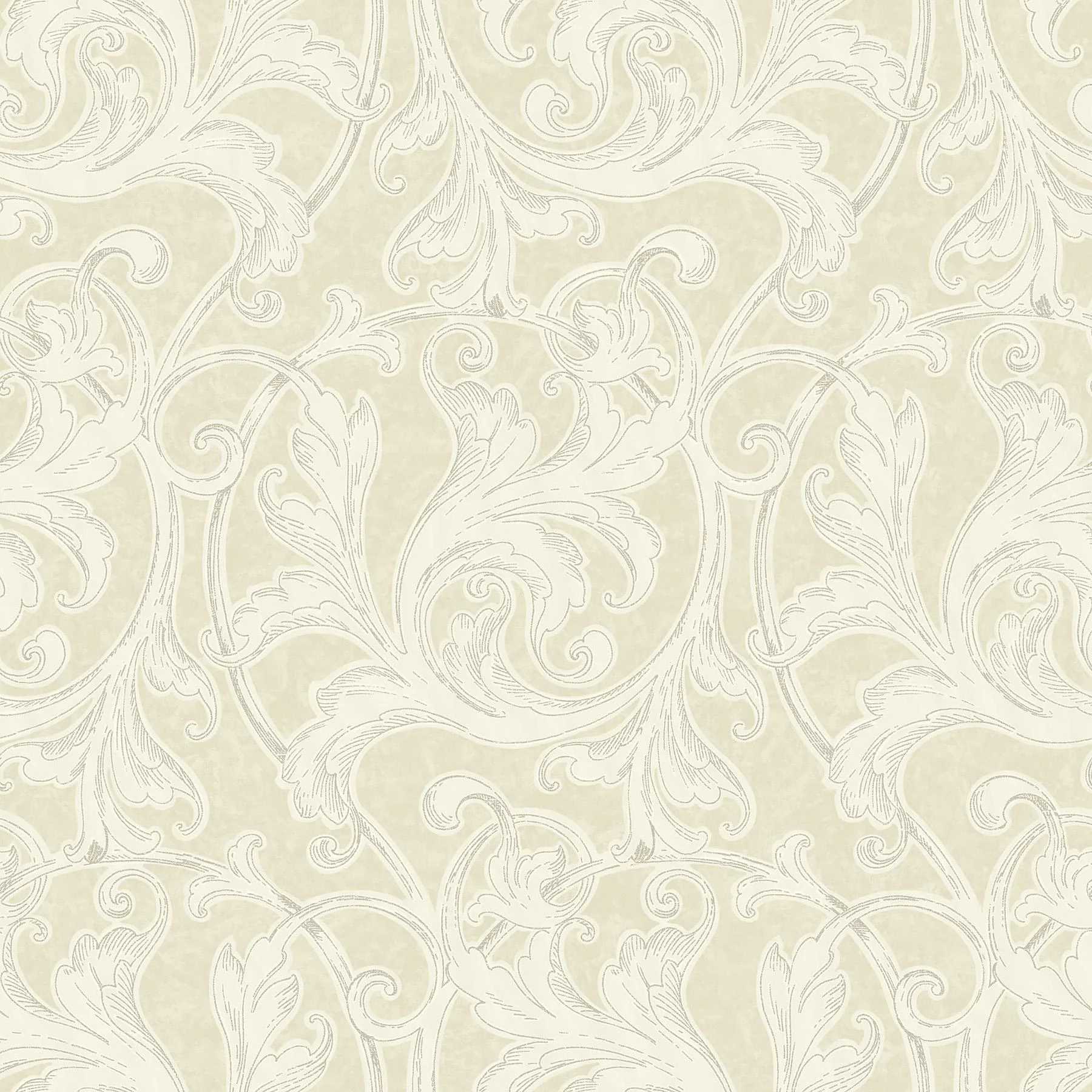 York Neutral Acanthus Leaf Scroll Wallpaper