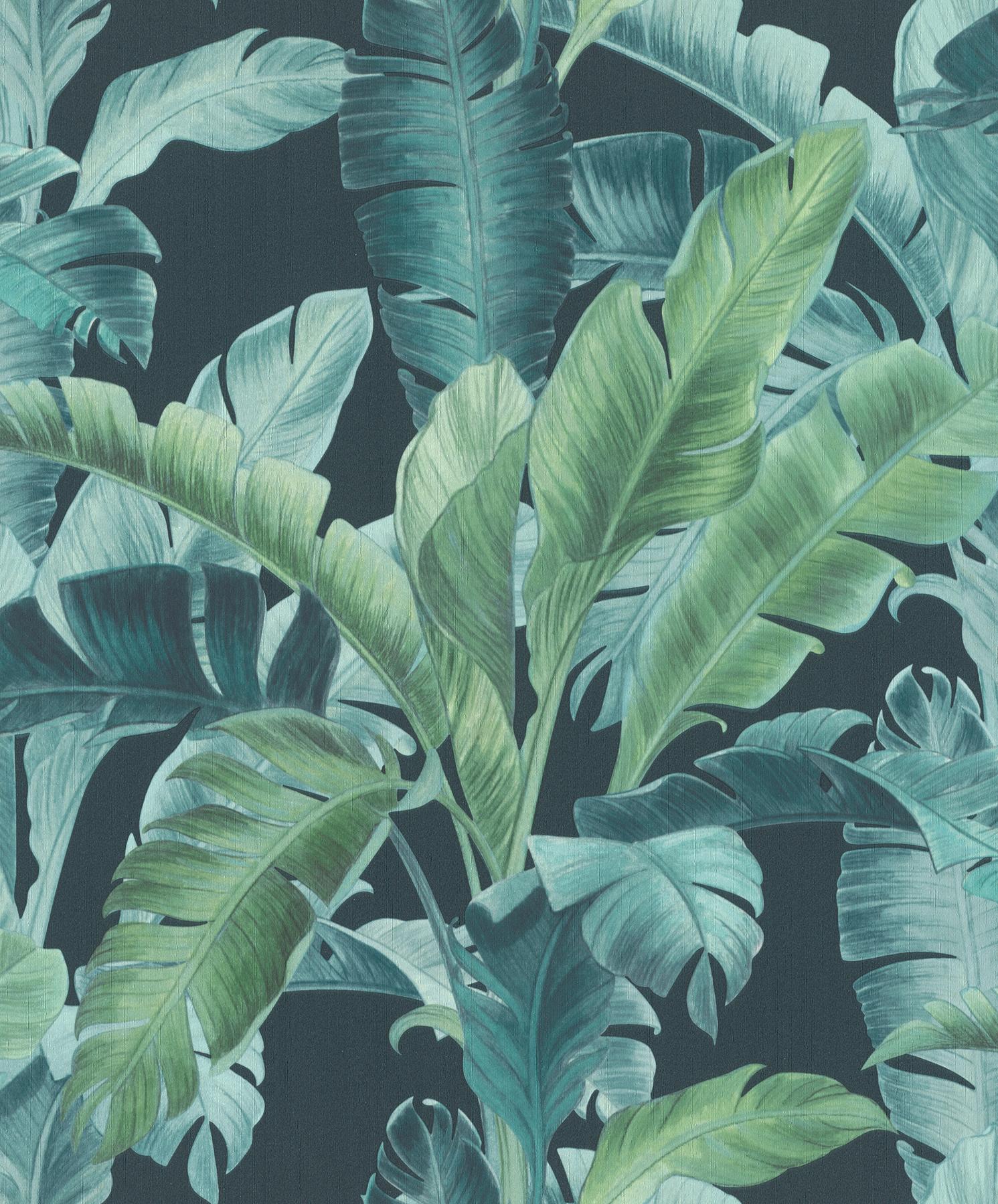 York Orissa Dark Blue Palm Frond Wallpaper