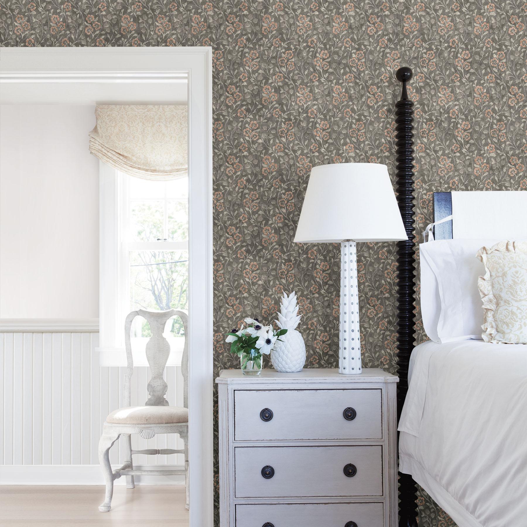 York Patsy Charcoal Floral Wallpaper - Image 2