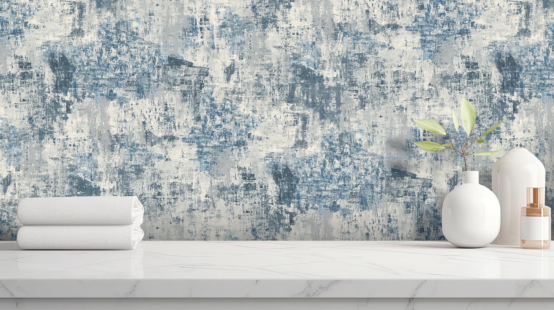York Sergio Blue Abstract Texture Wallpaper - Image 3