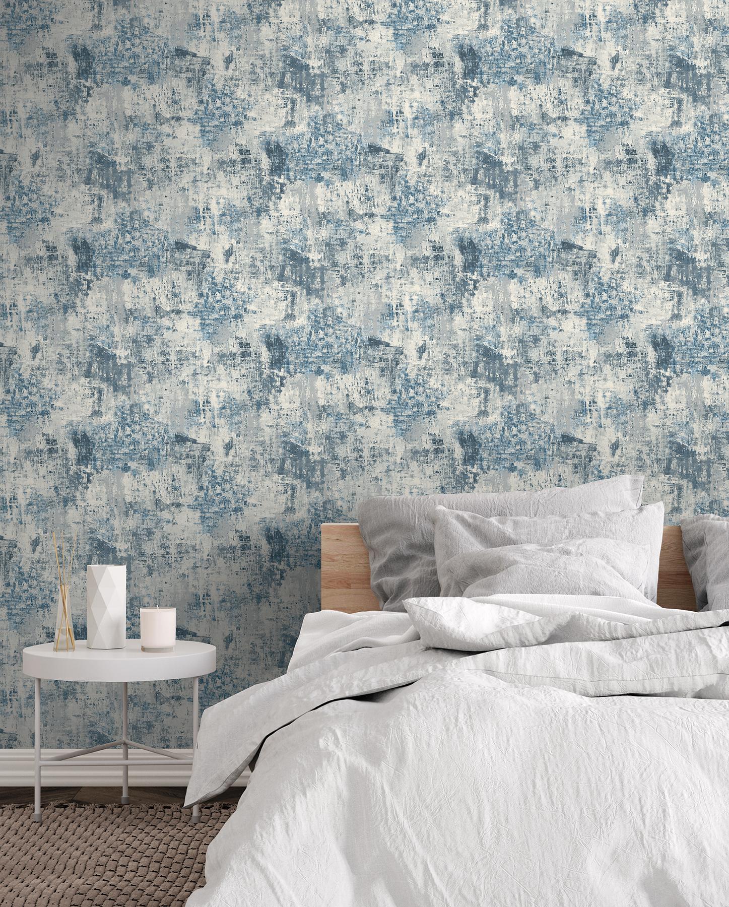 York Sergio Blue Abstract Texture Wallpaper - Image 4