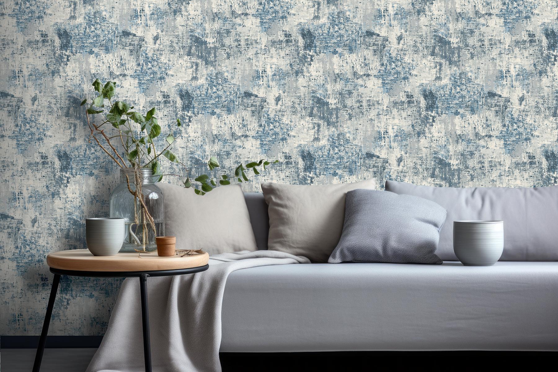York Sergio Blue Abstract Texture Wallpaper - Image 5