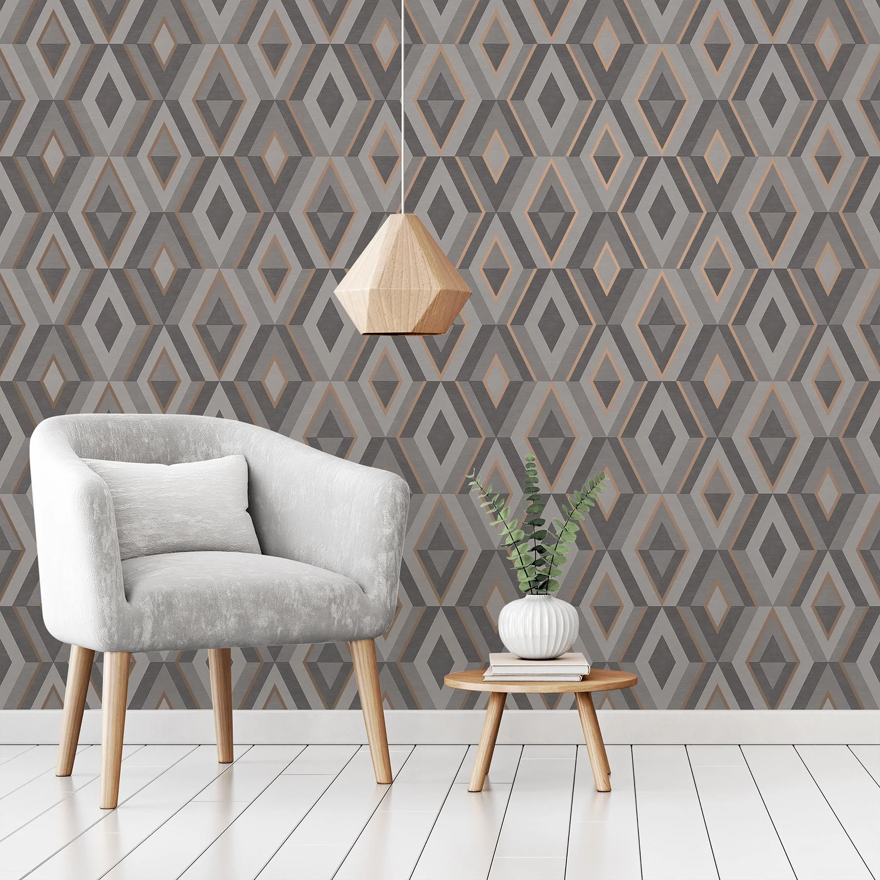 York Shard Charcoal Geometric Wallpaper - Image 4