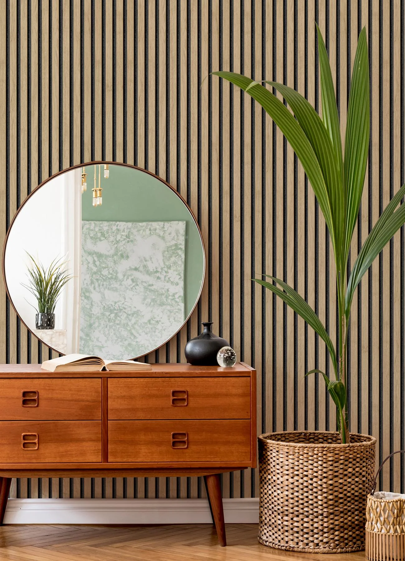 York Slat Wood Oak Peel & Stick Wallpaper - Image 5