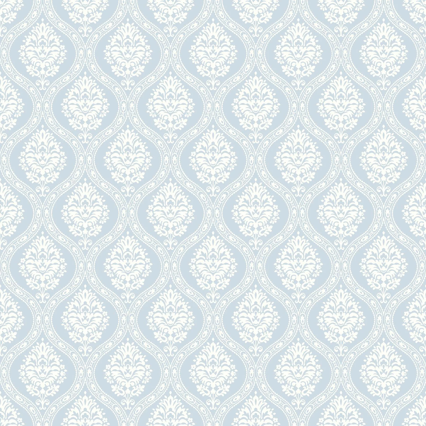 York Small Scale Blue Ogee Wallpaper