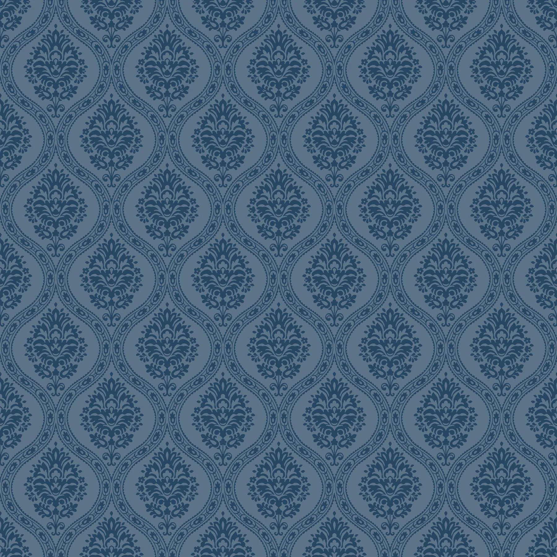 York Small Scale Navy Ogee Wallpaper