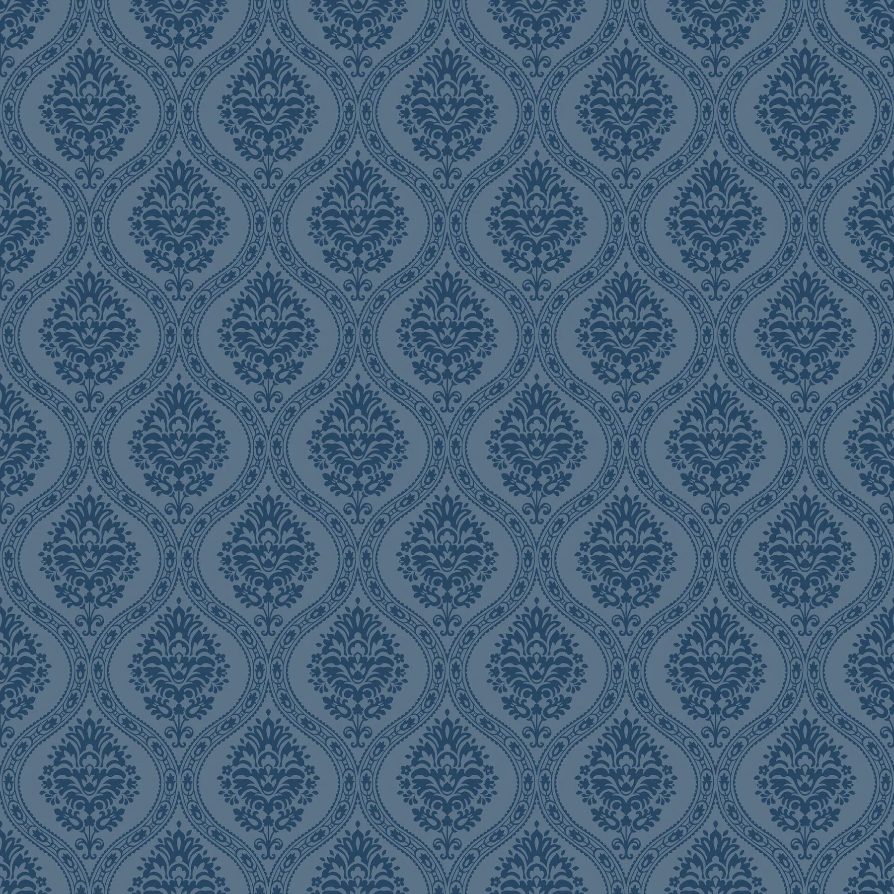 York Small Scale Navy Ogee Wallpaper - Image 4