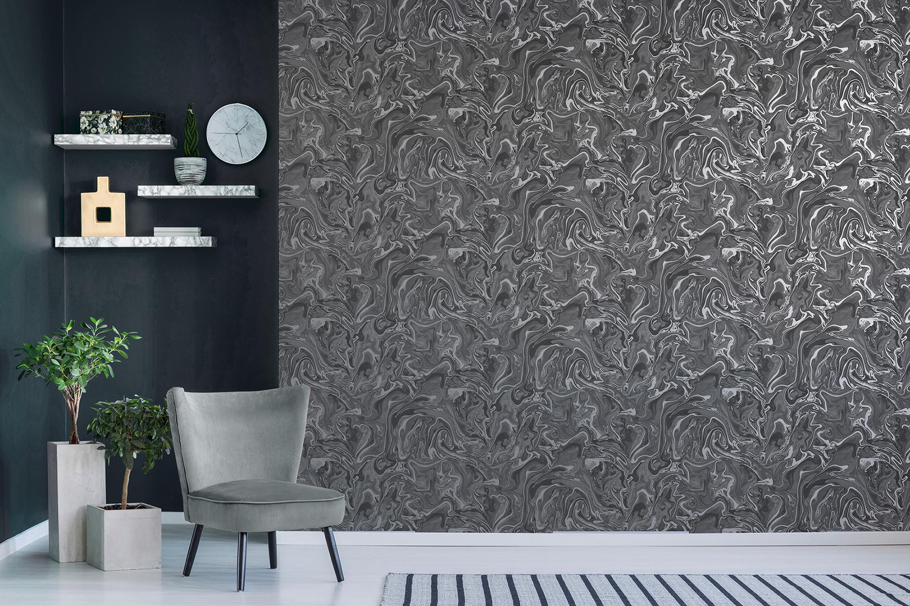 York Suave Charcoal Marble Wallpaper - Image 4