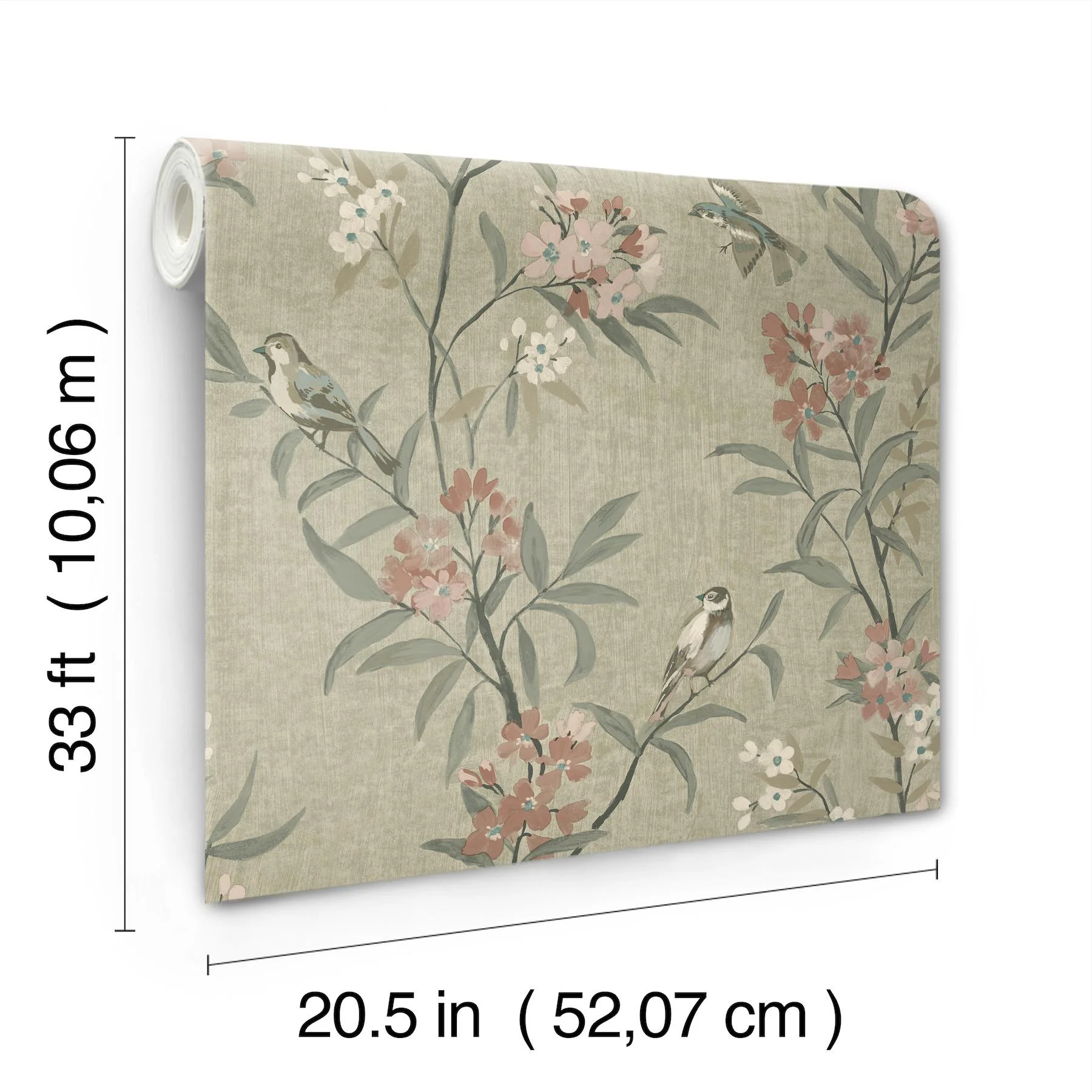 York Tea Olive Green Finch Frolic Wallpaper - Image 7