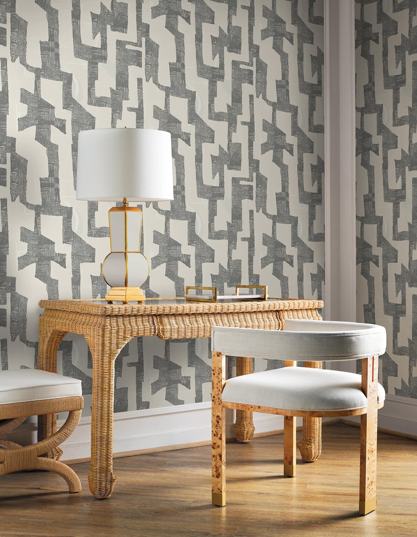 York Tribe Black & Taupe Premium Peel + Stick Wallpaper - Image 2