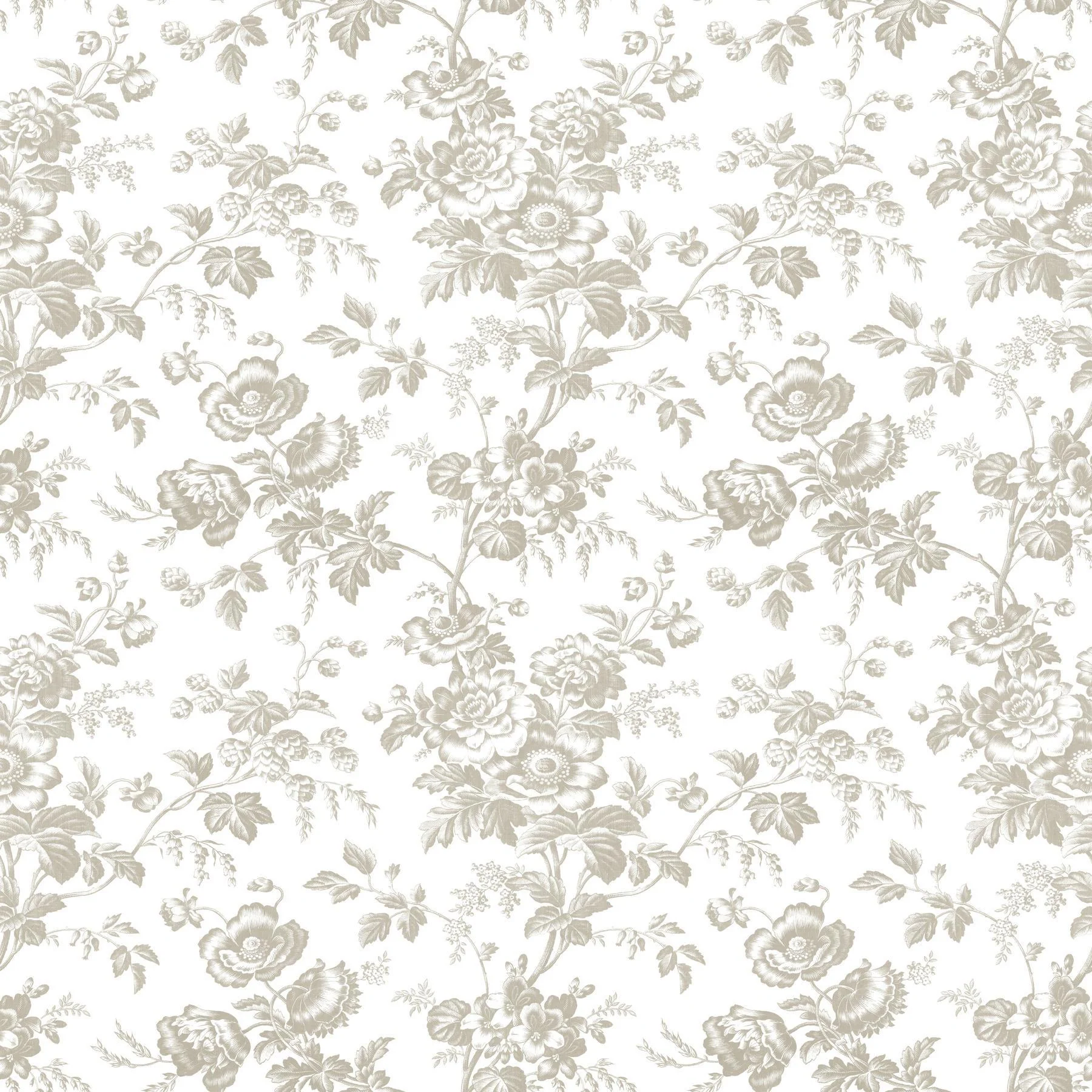 York Wallcoverings Anemone Toile Taupe Wallpaper