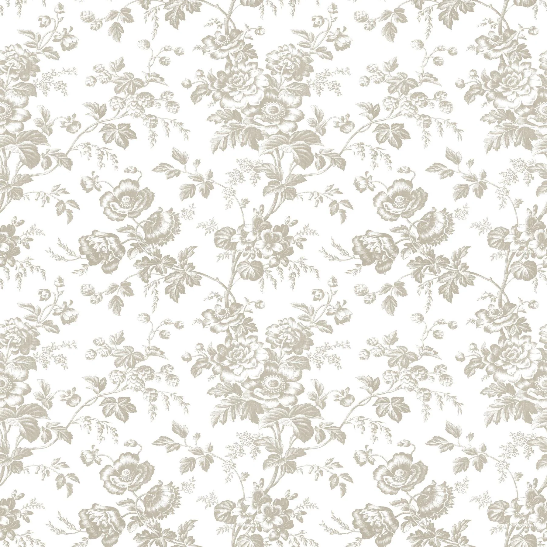 York Wallcoverings Anemone Toile Taupe Wallpaper - Image 5
