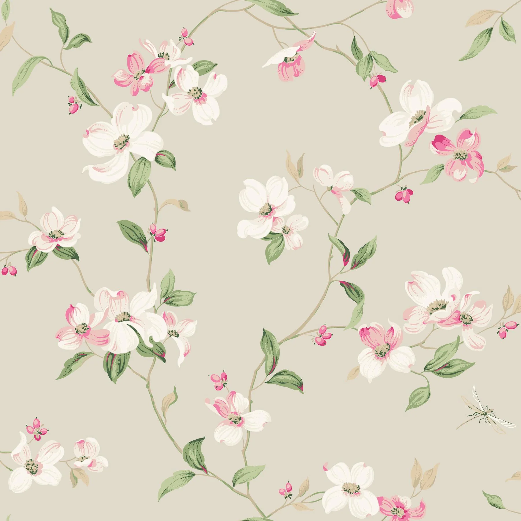 York Wallcoverings Dogwood Taupe Wallpaper - Image 3