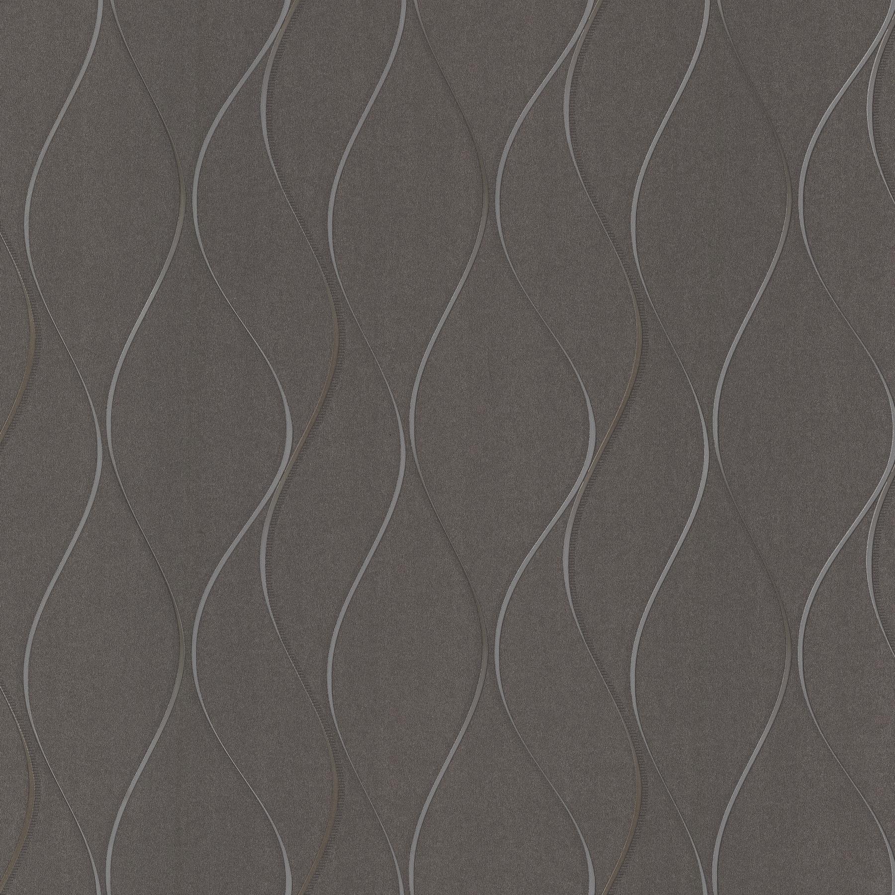 York Wallcoverings Grey Wavy Stripe Wallpaper - Image 2