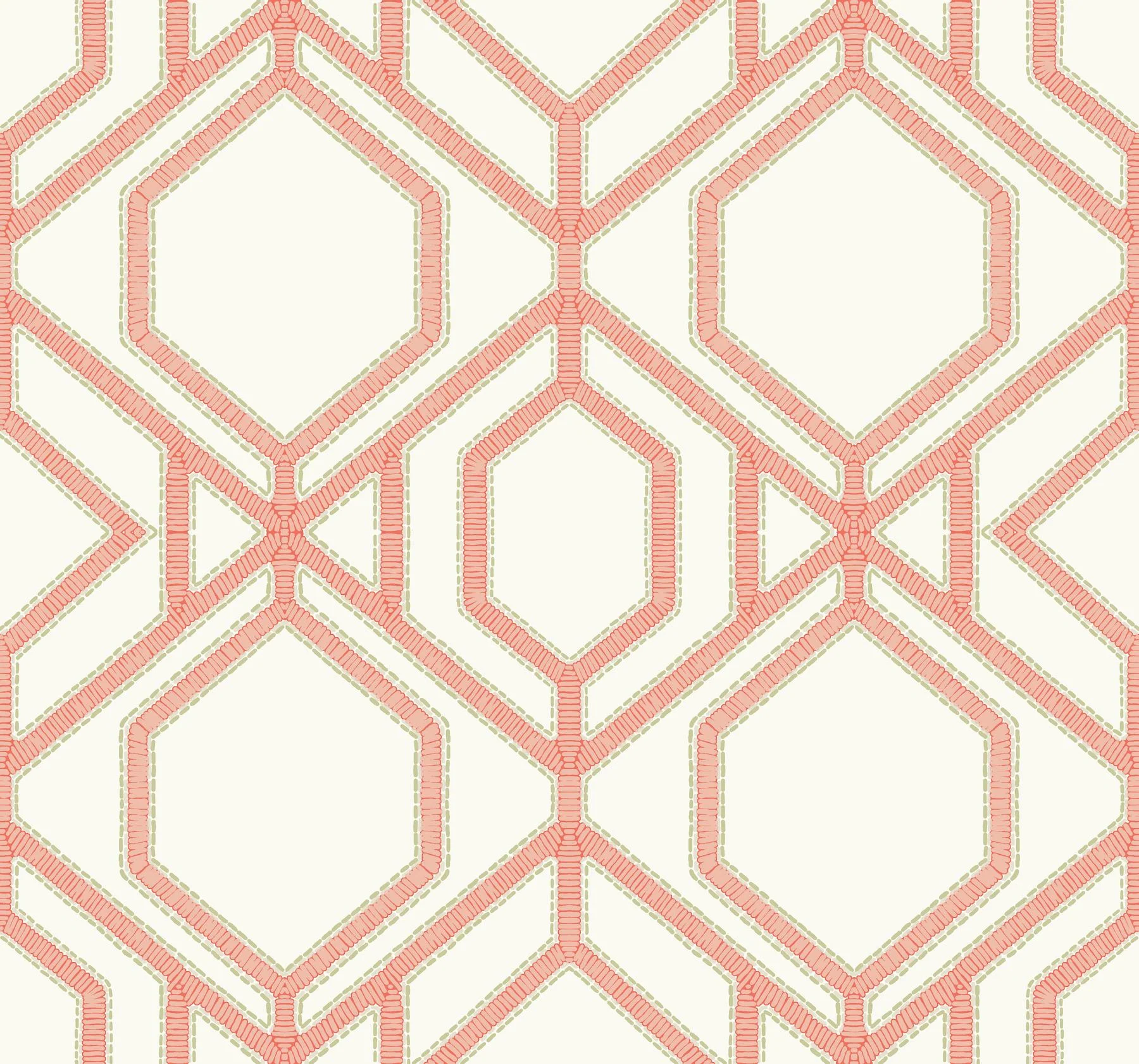 York Wallcoverings Sawgrass Trellis Coral Wallpaper - Image 2