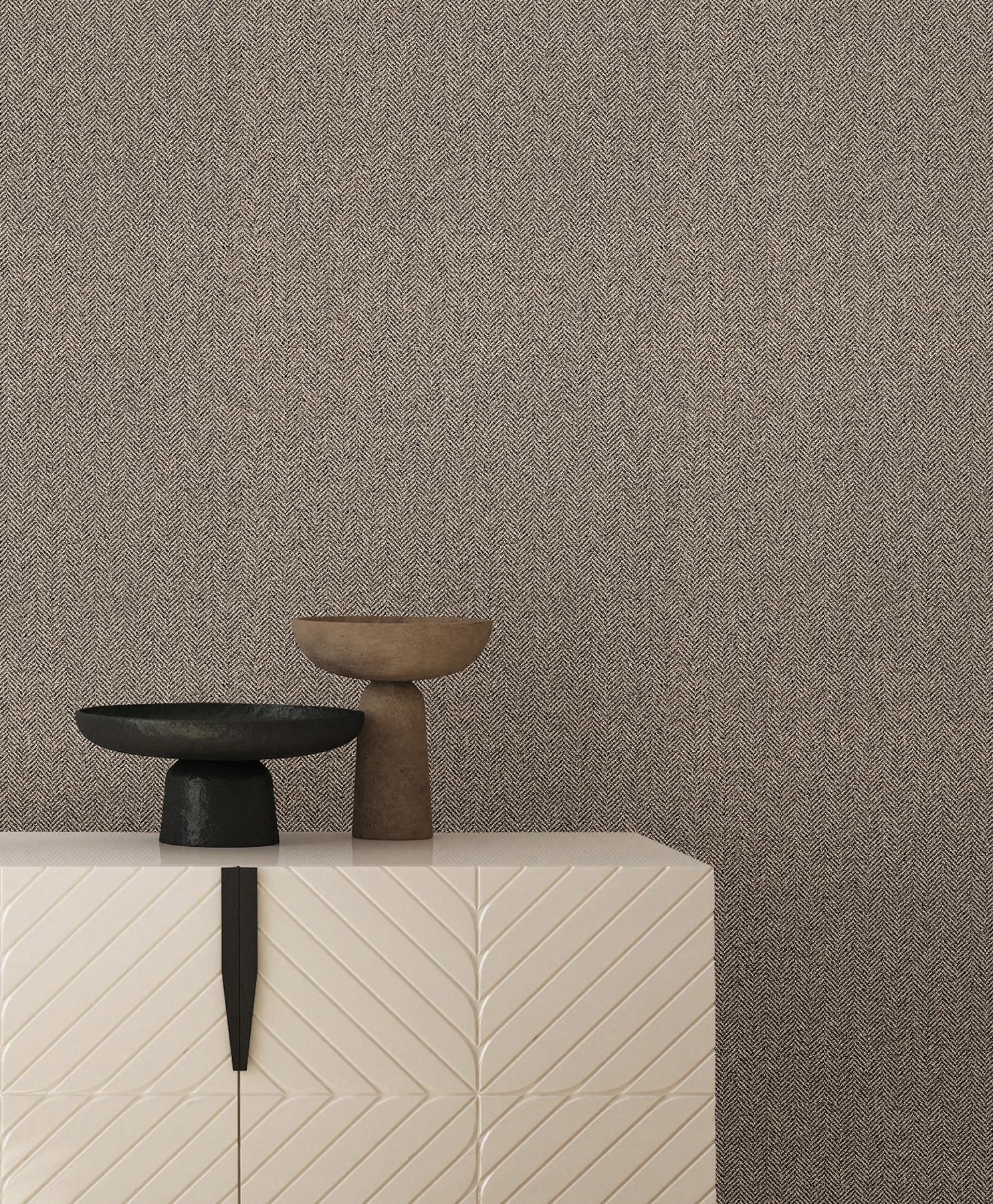 York Wallcoverings Tailored Chevron Latte Wallpaper - Image 2