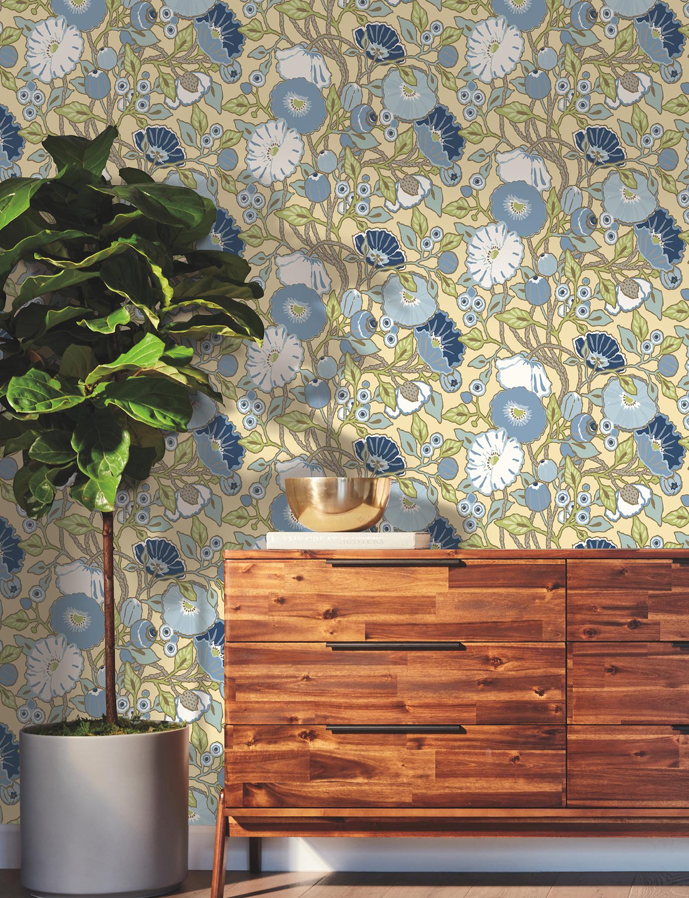 York Wallcoverings Vincent Poppies Sunflower Wallpaper - Image 2
