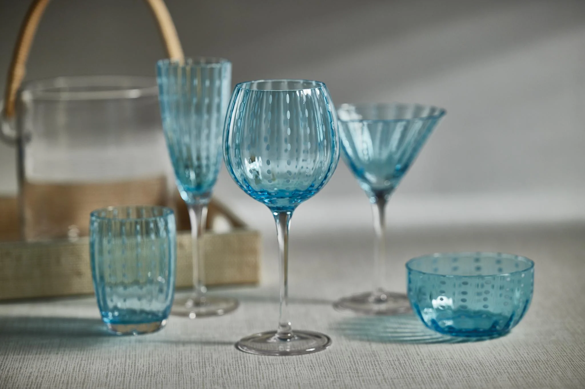 Zodax Aqua Blue Pescara White Dot Tumbler Glasses, Set Of 4 - Image 2