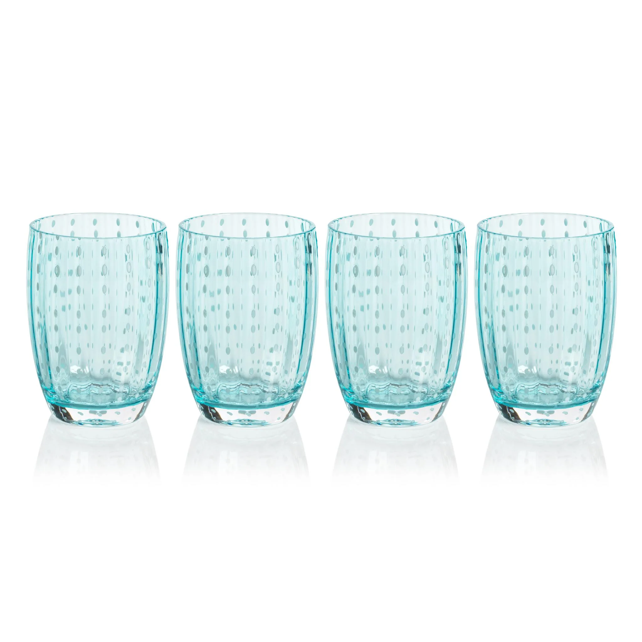 Zodax Aqua Blue Pescara White Dot Tumbler Glasses, Set Of 4 - Image 3