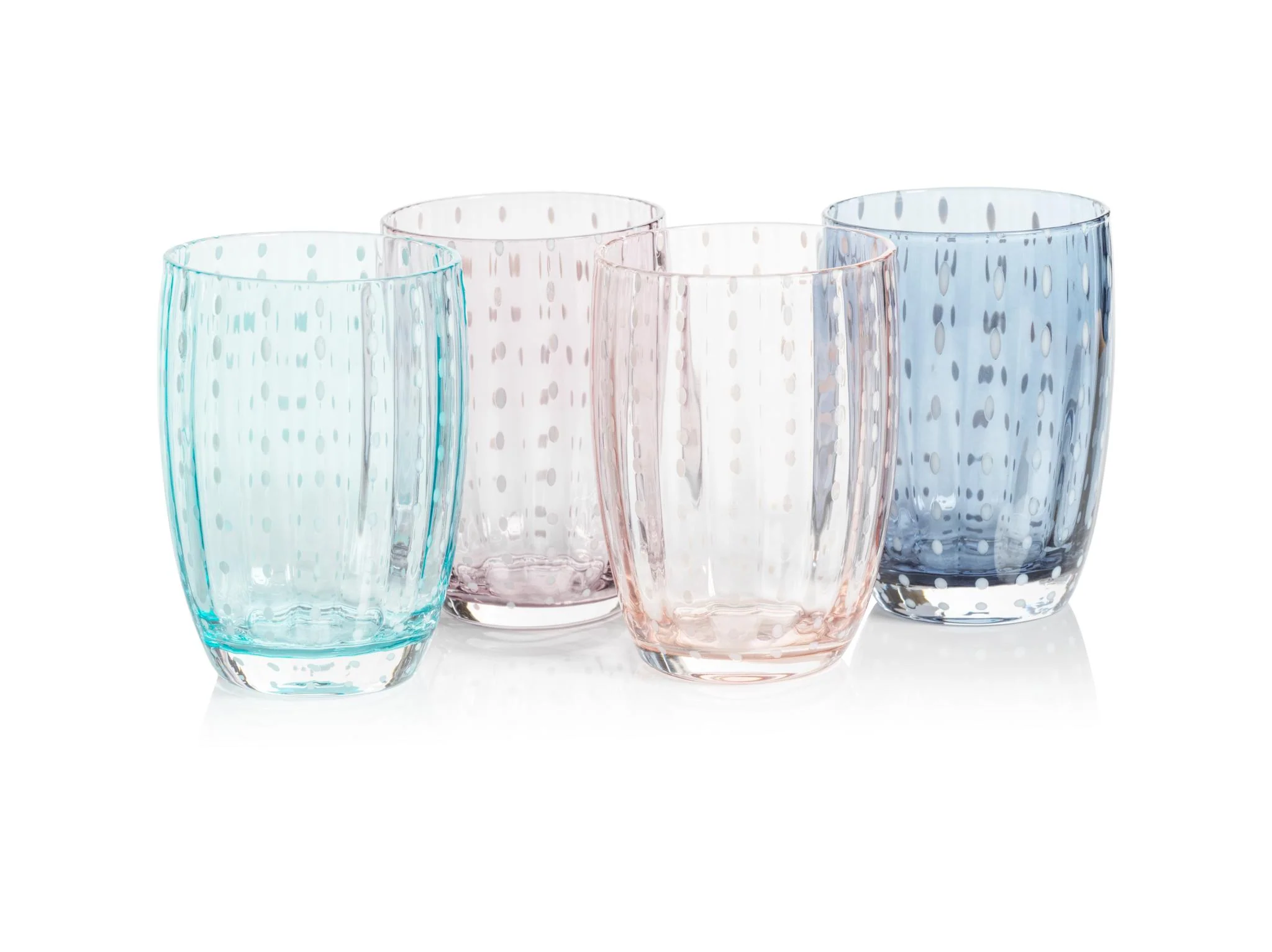 Zodax Aqua Blue Pescara White Dot Tumbler Glasses, Set Of 4 - Image 4