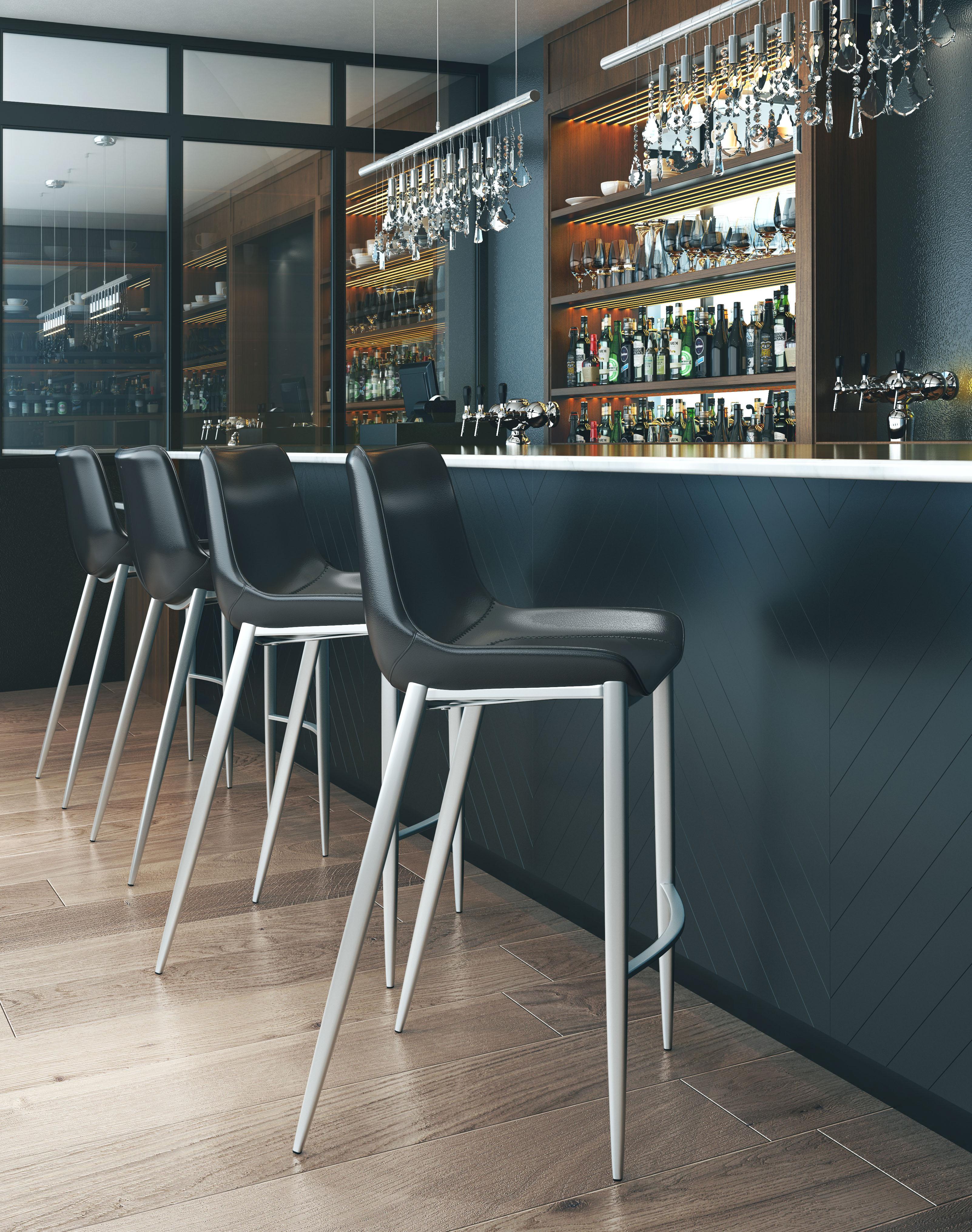 Zuo Magnus Barstool (Set Of 2) Black & Silver - Image 10