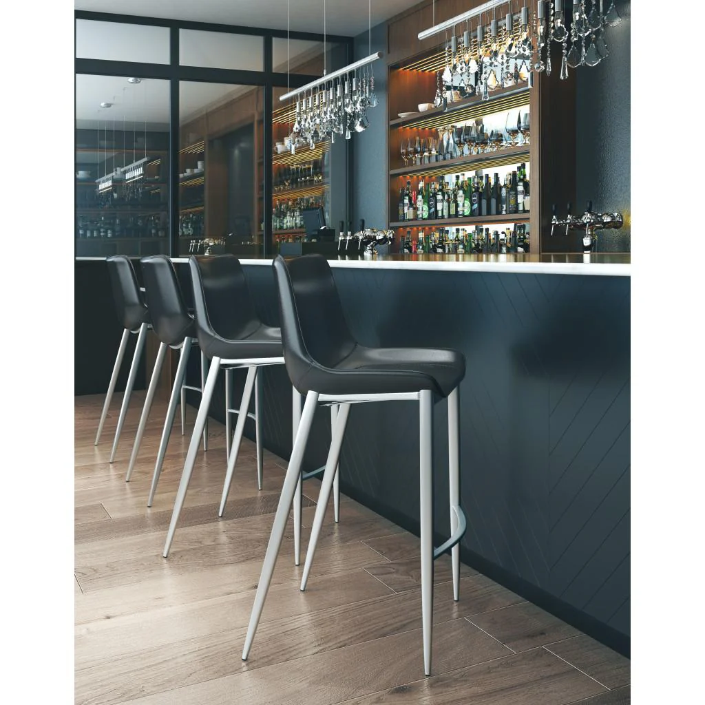 Zuo Magnus Barstool (Set Of 2) Black & Silver - Image 13