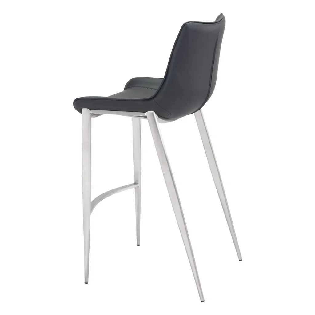 Zuo Magnus Barstool (Set Of 2) Black & Silver - Image 8