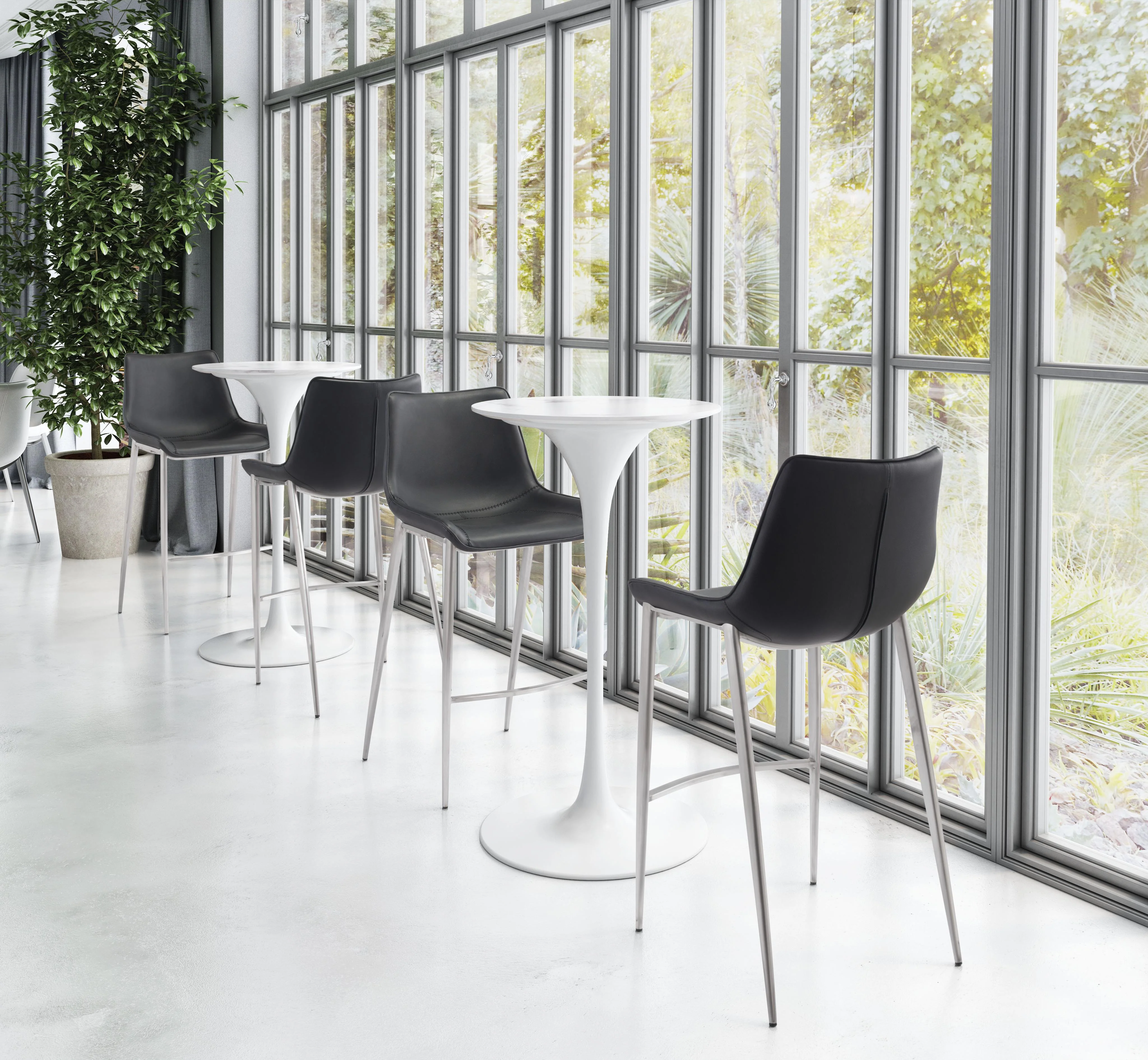 Zuo Magnus Barstool (Set Of 2) Black & Silver - Image 9