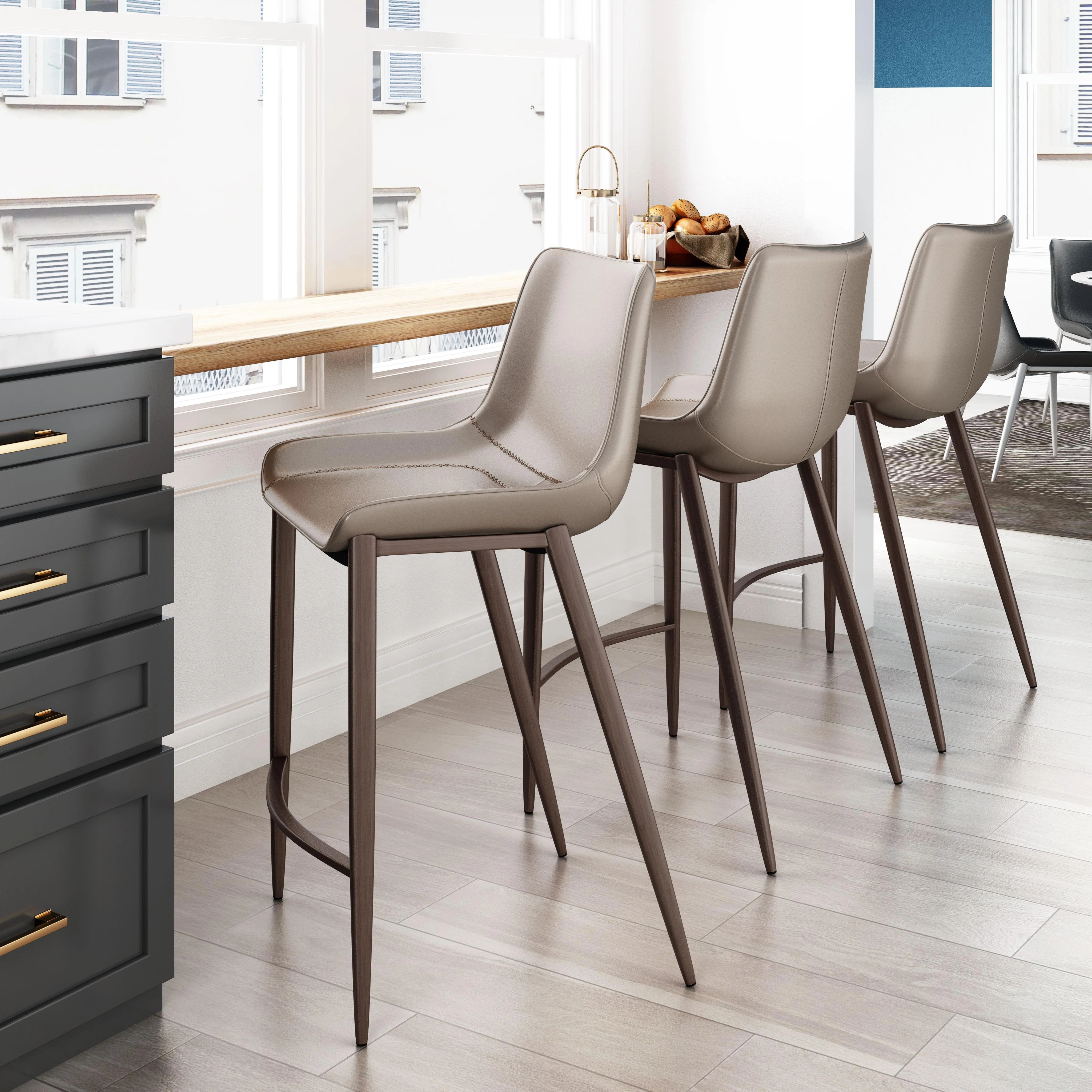 Zuo Magnus Counter Stool (Set Of 2) Brown & Walnut - Image 11